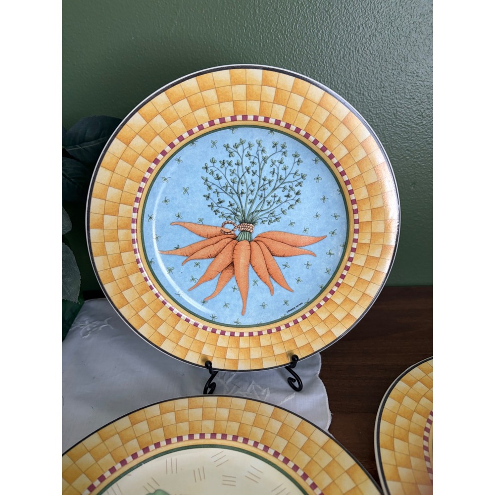 Debbie Mumm Blue Ribbon Salad Plates Set of 4 Sakura Vegetable Plates - Picture 3 of 11